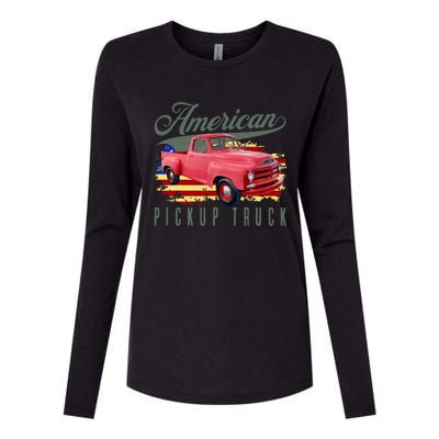 American Pickup Truck Adults Teens Womens Cotton Relaxed Long Sleeve T-Shirt