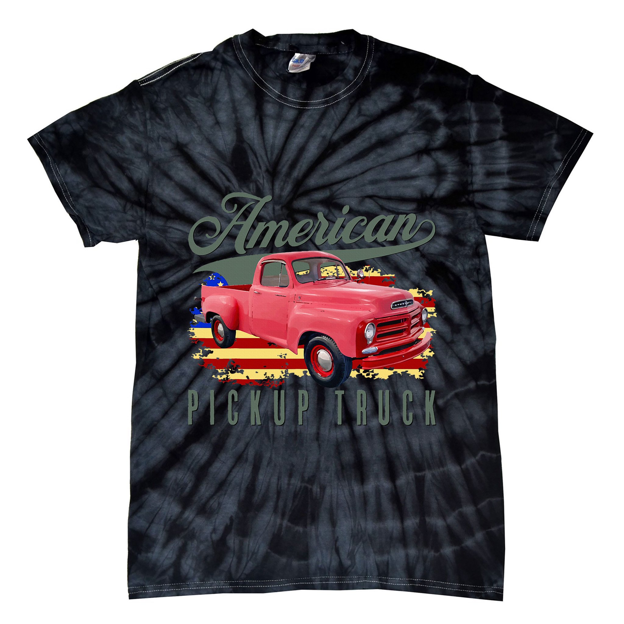 American Pickup Truck Adults Teens Tie-Dye T-Shirt