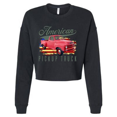 American Pickup Truck Adults Teens Cropped Pullover Crew