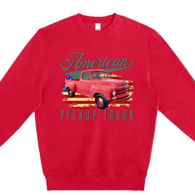 American Pickup Truck Adults Teens Premium Crewneck Sweatshirt