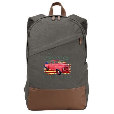 American Pickup Truck Adults Teens Cotton Canvas Backpack