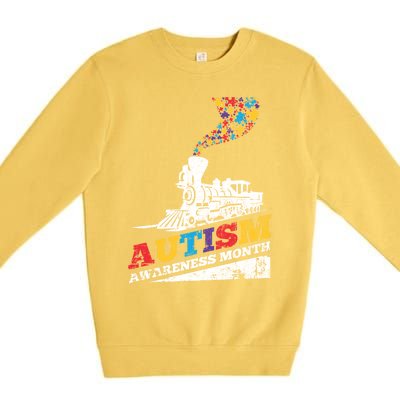 Autism Puzzle Train Toy Gift Support Autism Awareness Great Gift Premium Crewneck Sweatshirt