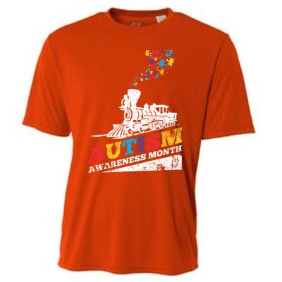 Autism Puzzle Train Toy Gift Support Autism Awareness Great Gift Cooling Performance Crew T-Shirt