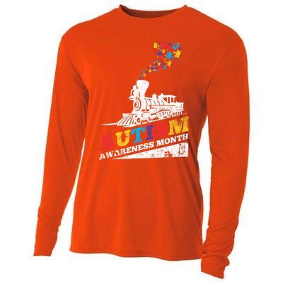 Autism Puzzle Train Toy Gift Support Autism Awareness Great Gift Cooling Performance Long Sleeve Crew