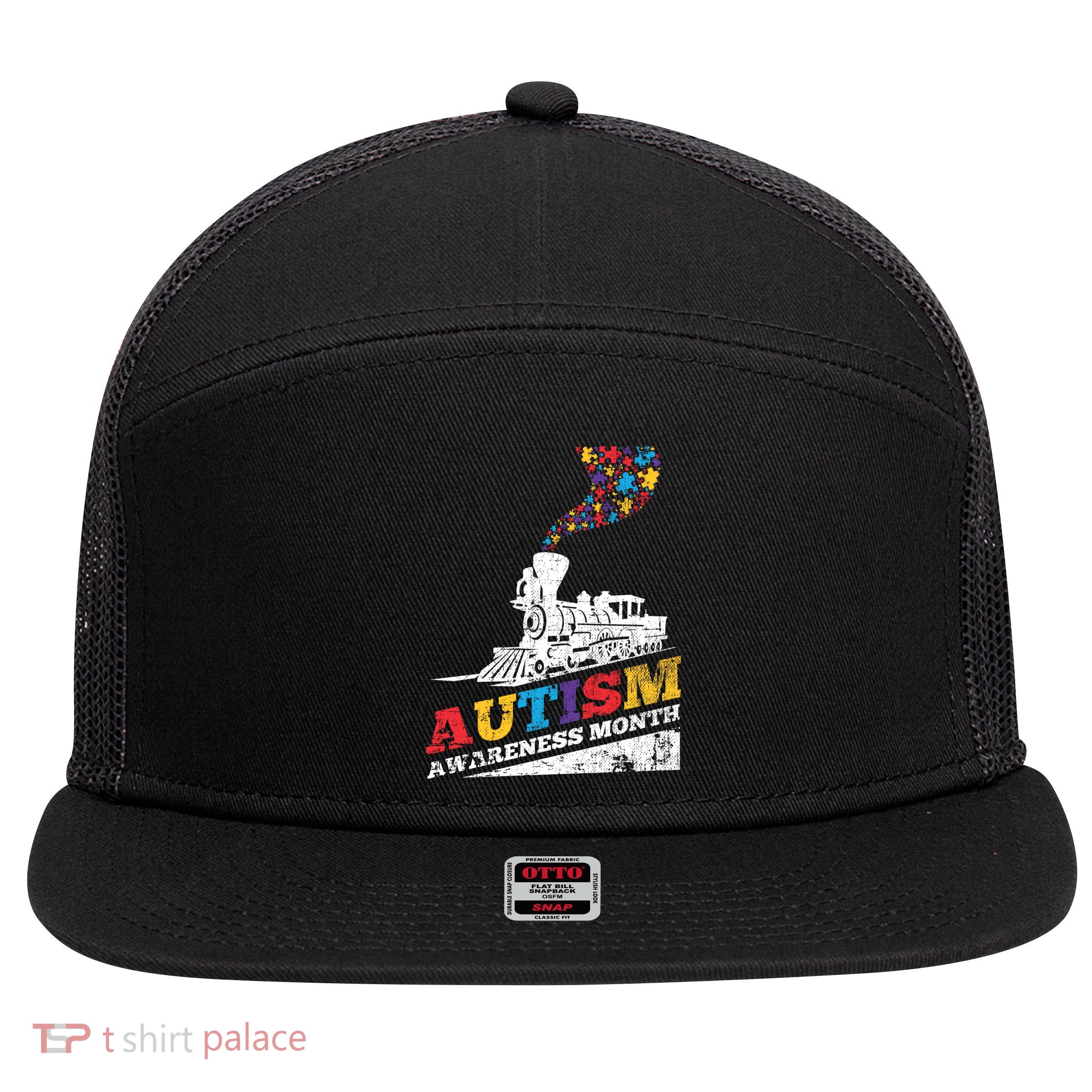 Autism Puzzle Train Toy Gift Support Autism Awareness Great Gift 7 Panel Mesh Trucker Snapback Hat