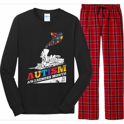 Autism Puzzle Train Toy Gift Support Autism Awareness Great Gift Long Sleeve Pajama Set