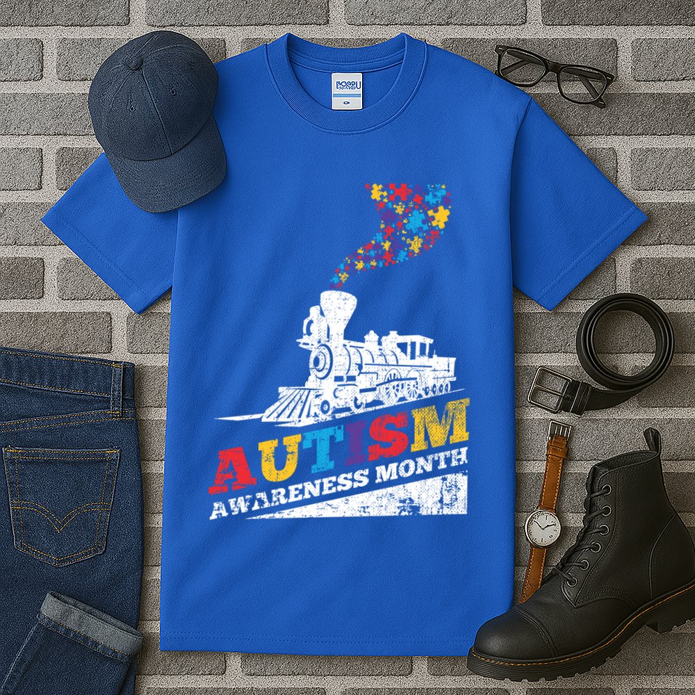 Autism Puzzle Train Toy Gift Support Autism Awareness Great Gift Tall T-Shirt