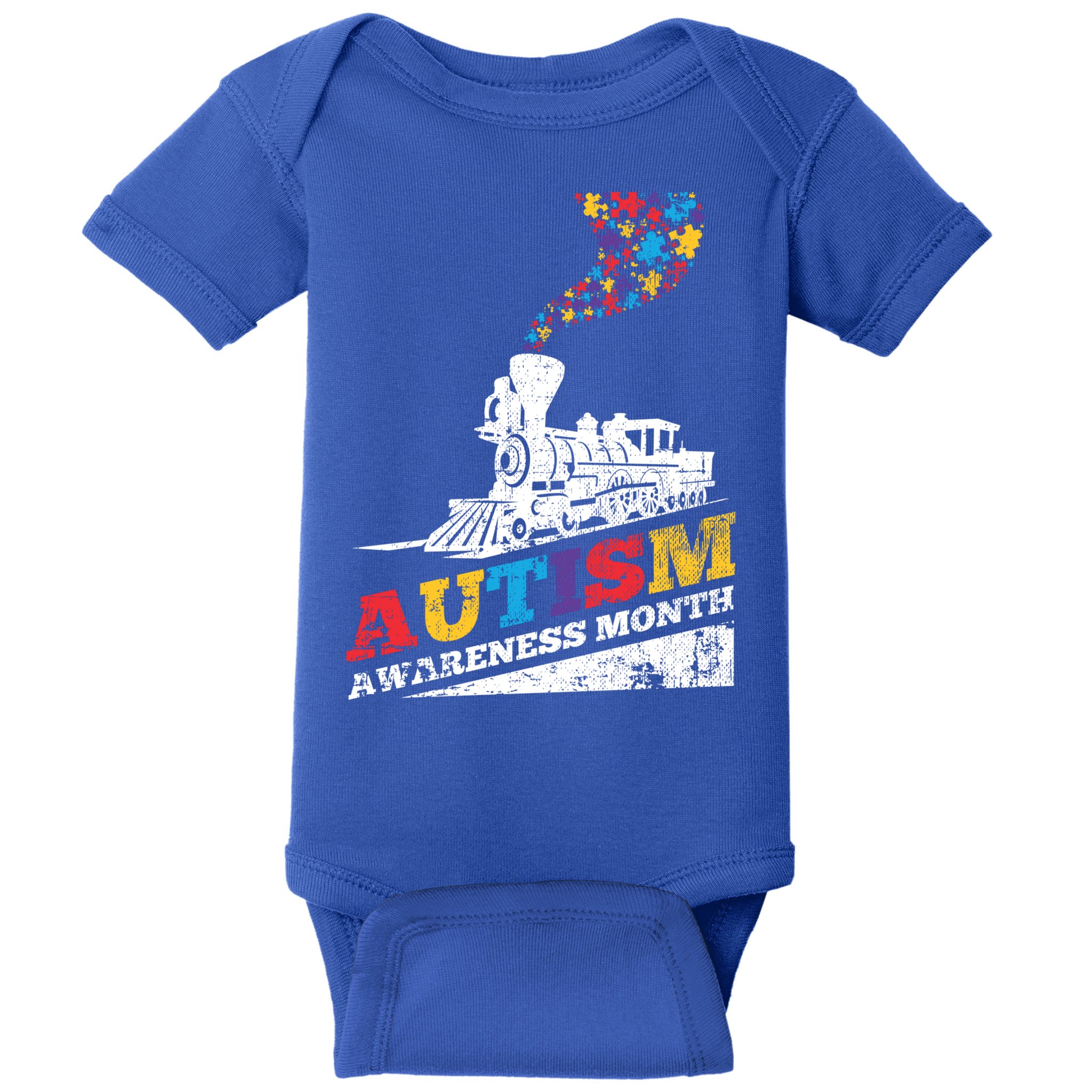 Autism Puzzle Train Toy Gift Support Autism Awareness Great Gift Baby Bodysuit
