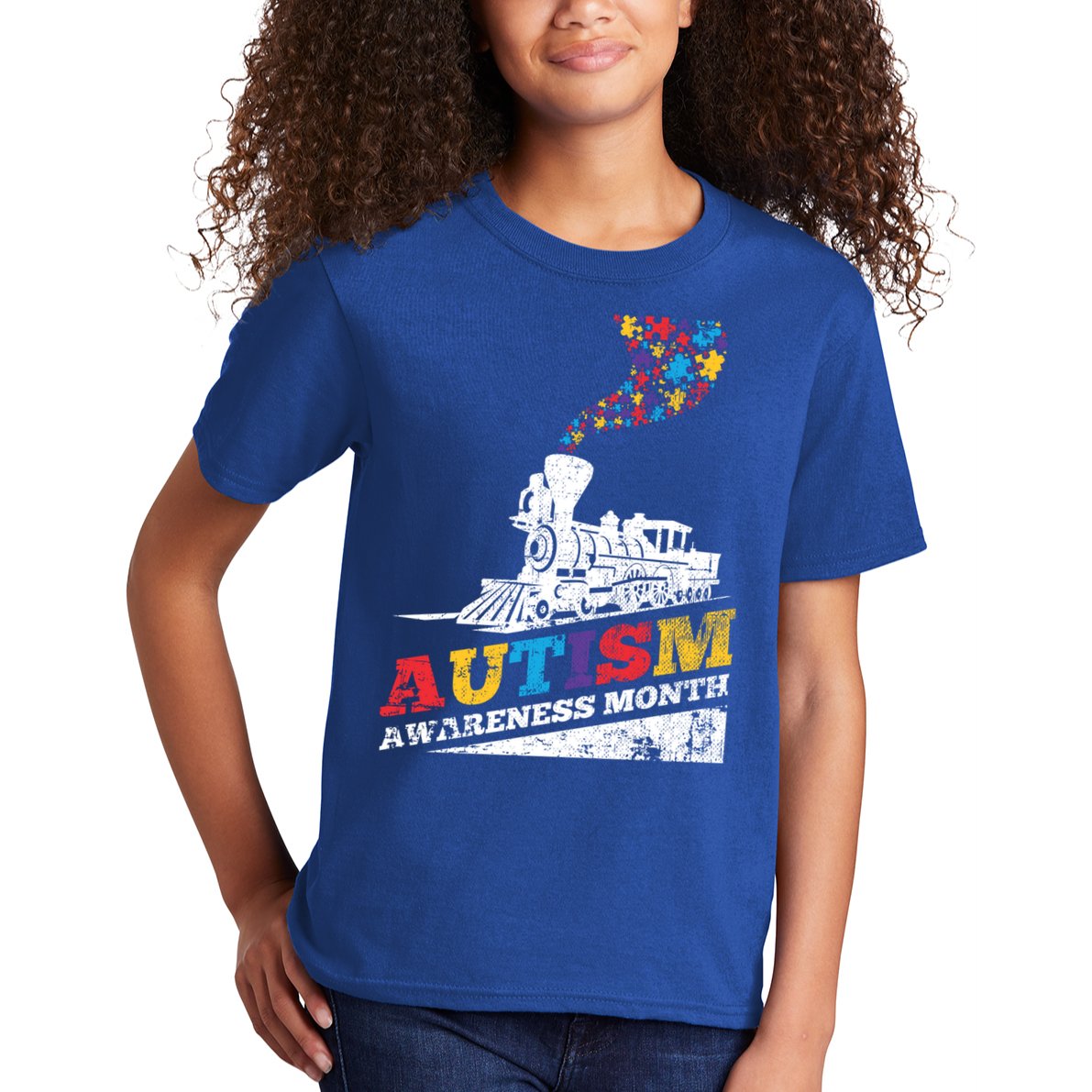 Autism Puzzle Train Toy Gift Support Autism Awareness Great Gift Kids T-Shirt