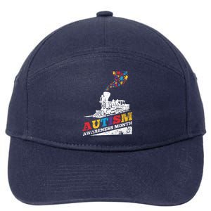 Autism Puzzle Train Toy Gift Support Autism Awareness Great Gift 7-Panel Snapback Hat