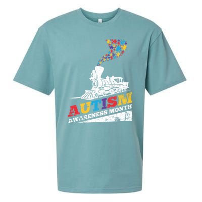 Autism Puzzle Train Toy Gift Support Autism Awareness Great Gift Sueded Cloud Jersey T-Shirt