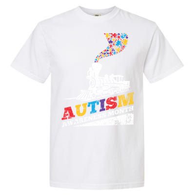 Autism Puzzle Train Toy Gift Support Autism Awareness Great Gift Garment-Dyed Heavyweight T-Shirt