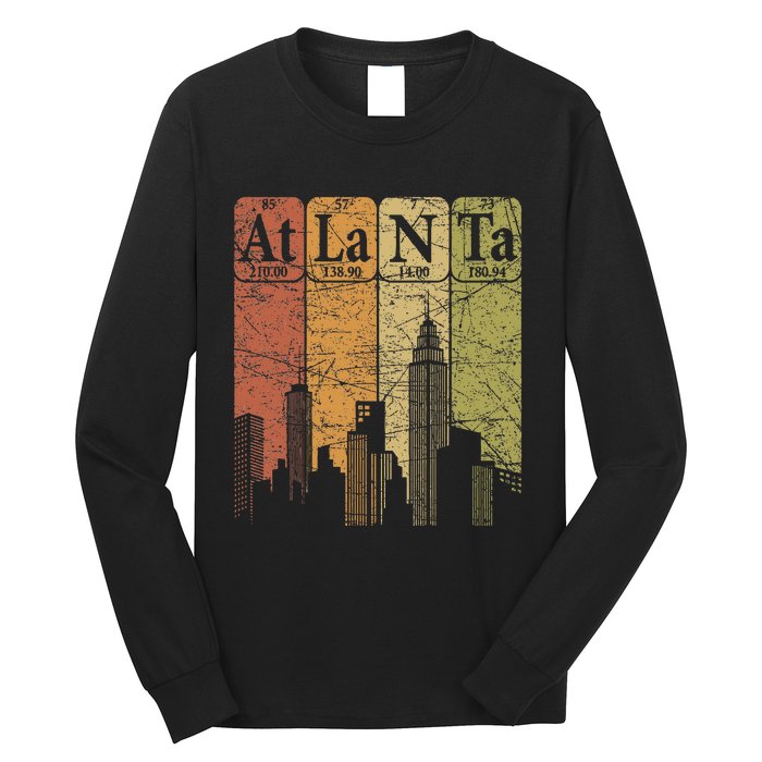 Atlanta Periodic Table Elements Atlanta Skyline Retro Long Sleeve Shirt