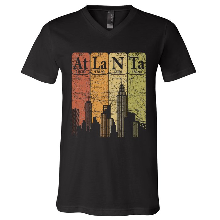 Atlanta Periodic Table Elements Atlanta Skyline Retro V-Neck T-Shirt