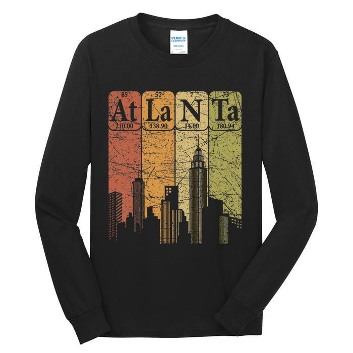 Atlanta Periodic Table Elements Atlanta Skyline Retro Tall Long Sleeve T-Shirt