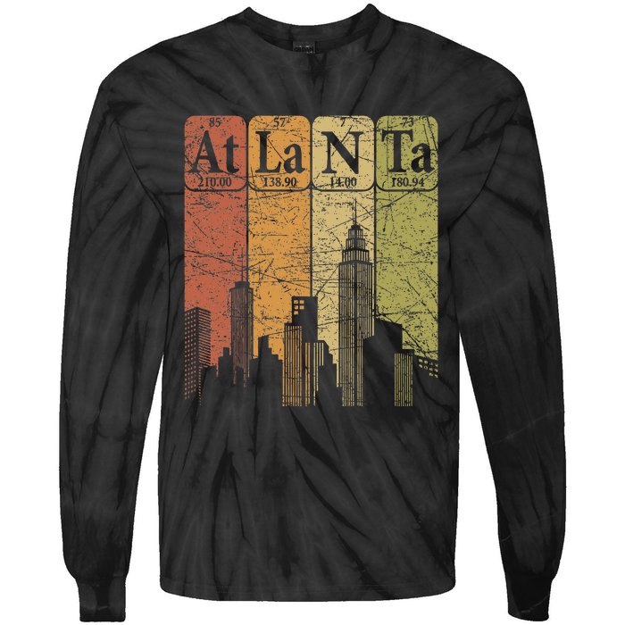 Atlanta Periodic Table Elements Atlanta Skyline Retro Tie-Dye Long Sleeve Shirt