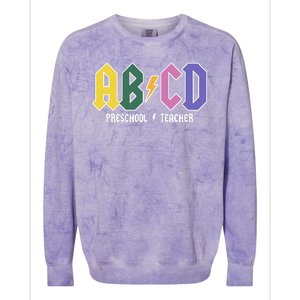 ABCD Preschool Teacher Rock And Roll Colorblast Crewneck Sweatshirt