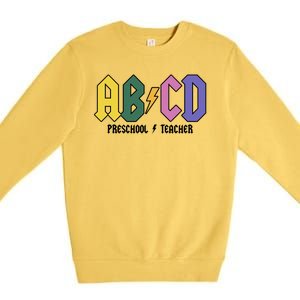 ABCD Preschool Teacher Rock And Roll Premium Crewneck Sweatshirt