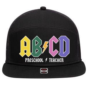 ABCD Preschool Teacher Rock And Roll 7 Panel Mesh Trucker Snapback Hat