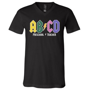 ABCD Preschool Teacher Rock And Roll V-Neck T-Shirt