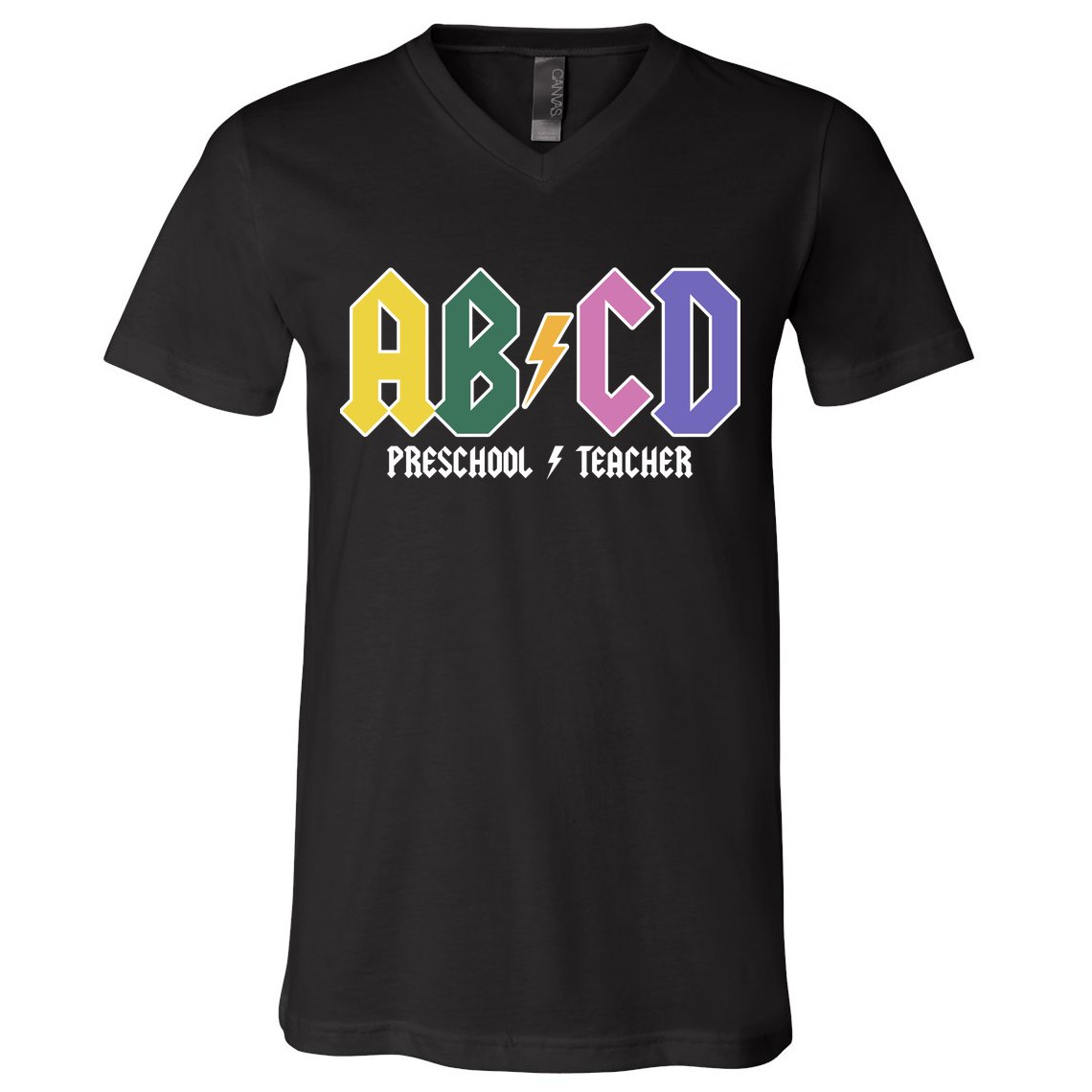 ABCD Preschool Teacher Rock And Roll V-Neck T-Shirt