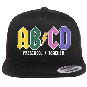 ABCD Preschool Teacher Rock And Roll Flat Bill Trucker Hat