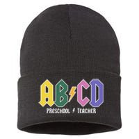 ABCD Preschool Teacher Rock And Roll Sustainable Knit Beanie