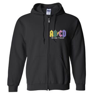 ABCD Preschool Teacher Rock And Roll Full Zip Hoodie