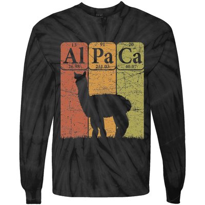Alpaca Periodic Table Elements Llama Alpaca Vintage Tie-Dye Long Sleeve Shirt