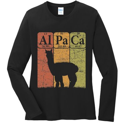 Alpaca Periodic Table Elements Llama Alpaca Vintage Ladies Long Sleeve Shirt