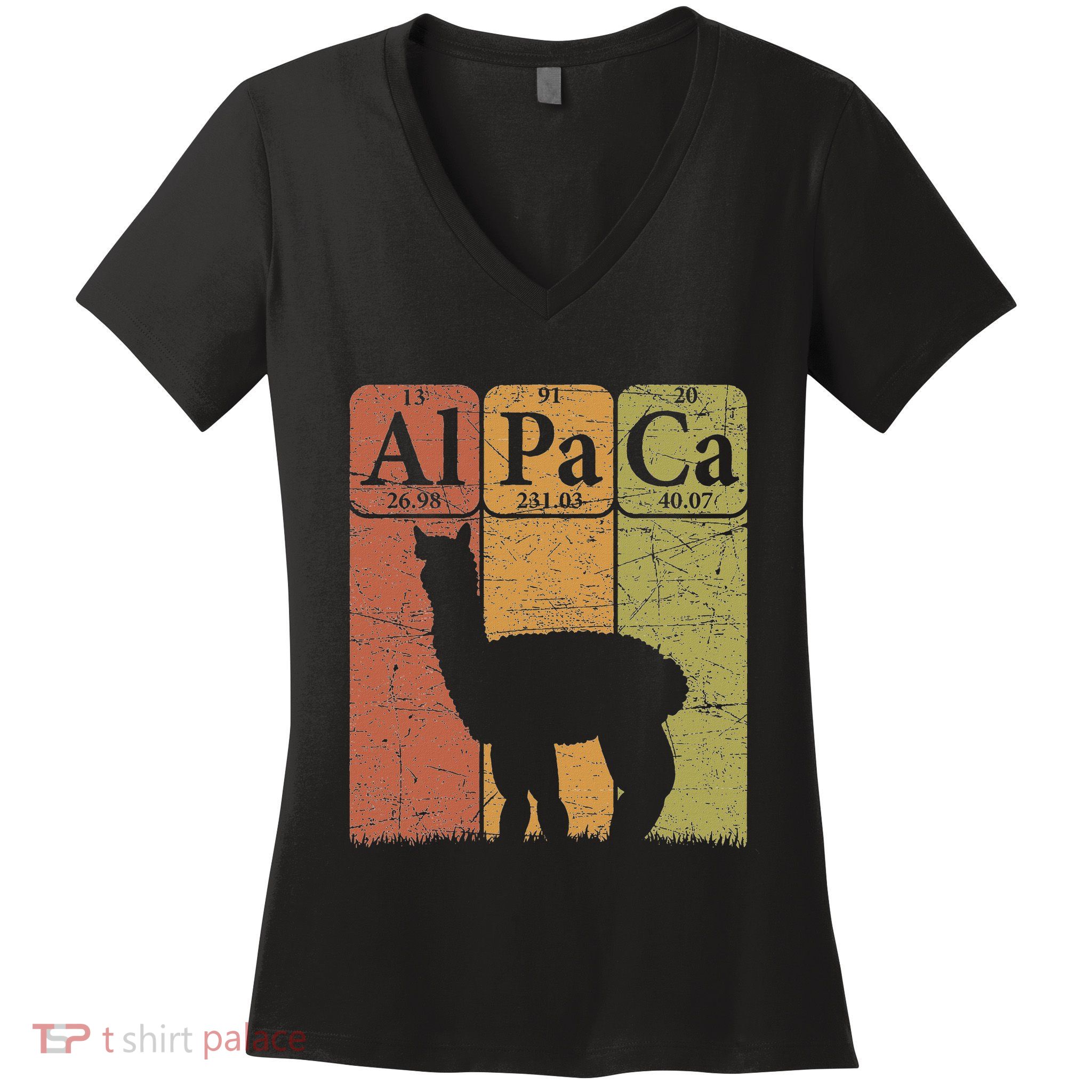 Alpaca Periodic Table Elements Llama Alpaca Vintage Women's V-Neck T-Shirt