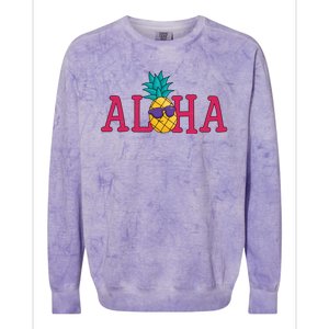 Aloha Pineapple Tropical Cute Colorblast Crewneck Sweatshirt