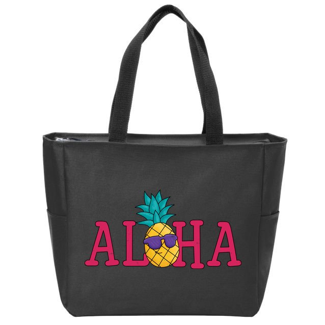Aloha Pineapple Tropical Cute Zip Tote Bag