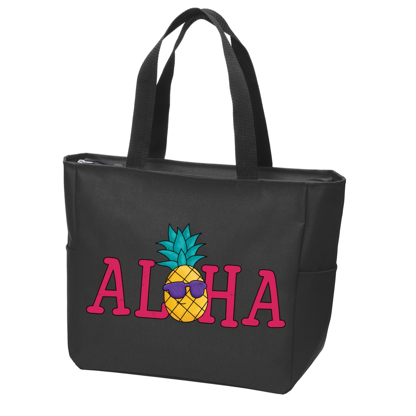 Aloha Pineapple Tropical Cute Zip Tote Bag