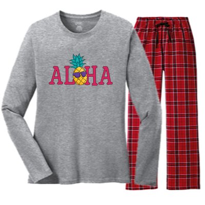 Aloha Pineapple Tropical Cute Women's Long Sleeve Flannel Pajama Set 