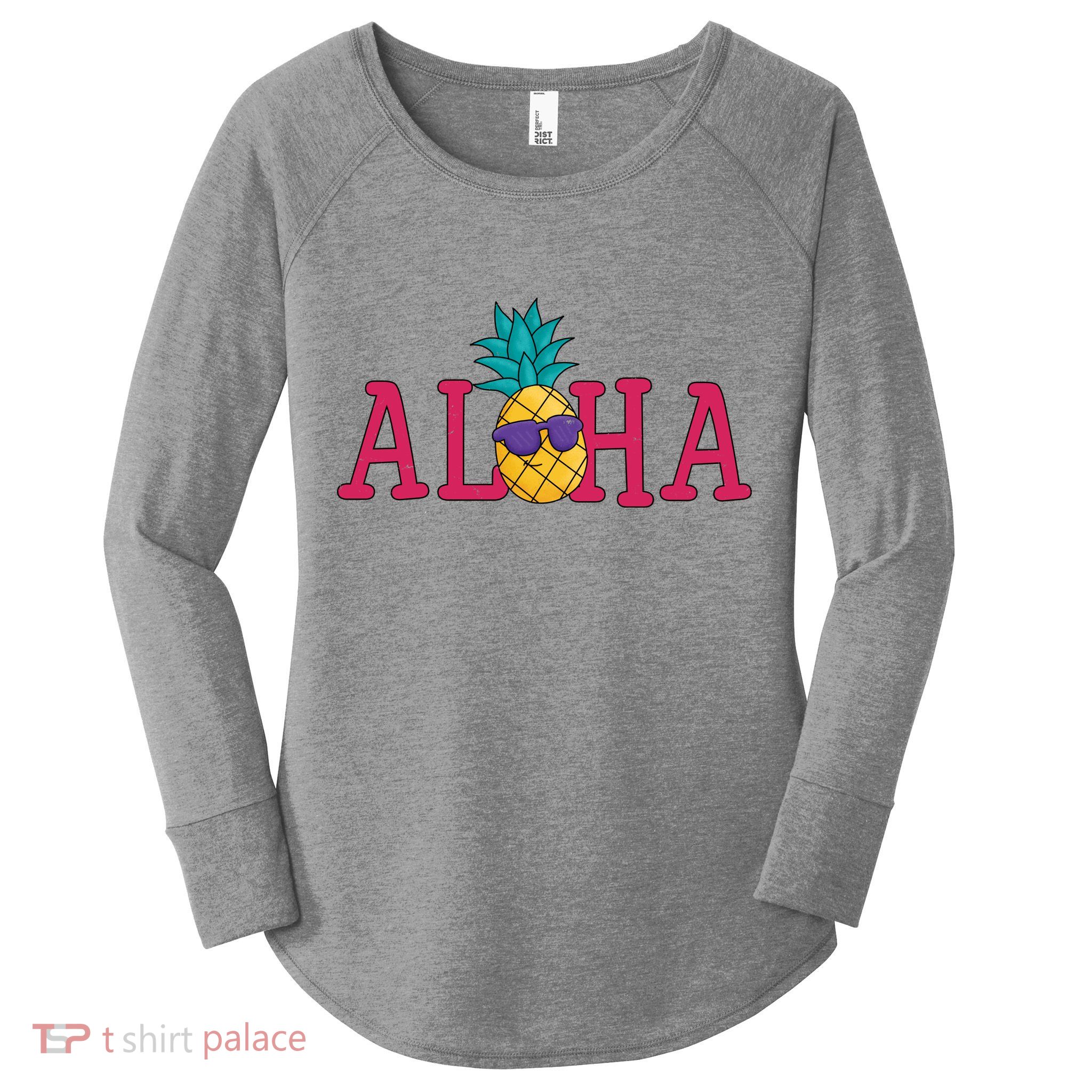 Aloha Pineapple Tropical Cute Women's Perfect Tri Tunic Long Sleeve Shirt