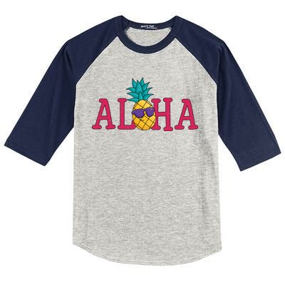 Aloha Pineapple Tropical Cute Kids Colorblock Raglan Jersey