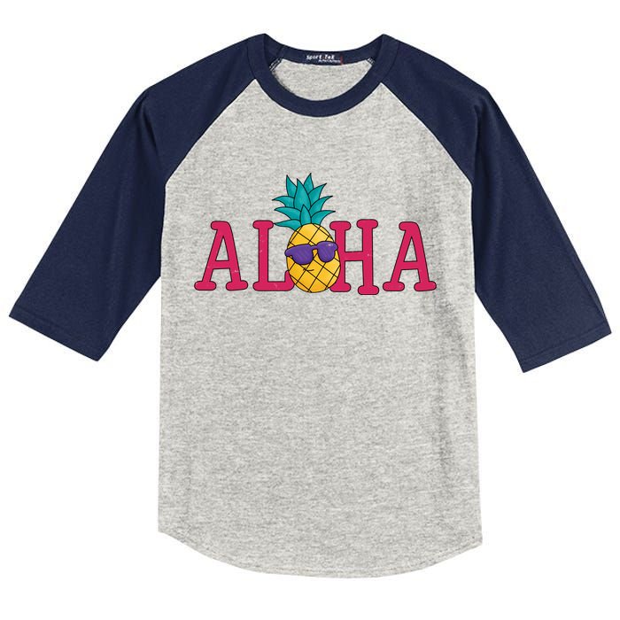 Aloha Pineapple Tropical Cute Kids Colorblock Raglan Jersey