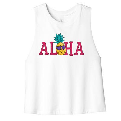 Aloha Pineapple Tropical Cute Women's Racerback Cropped Tank