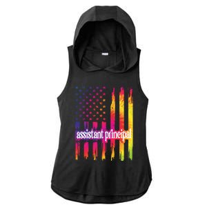 Assistant Principal Us Flag Proud Assistant Principal Gift Ladies PosiCharge Tri-Blend Wicking Draft Hoodie Tank