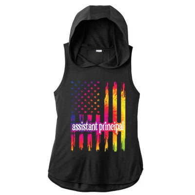 Assistant Principal Us Flag Proud Assistant Principal Gift Ladies PosiCharge Tri-Blend Wicking Draft Hoodie Tank