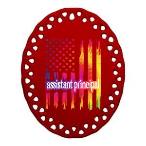 Assistant Principal Us Flag Proud Assistant Principal Gift Ceramic Oval Ornament