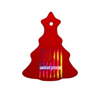 Assistant Principal Us Flag Proud Assistant Principal Gift Ceramic Tree Ornament