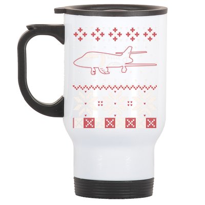 Aviation Pilot Ugly Christmas Sweater Flight Aviator Gift Great Gift Stainless Steel Travel Mug