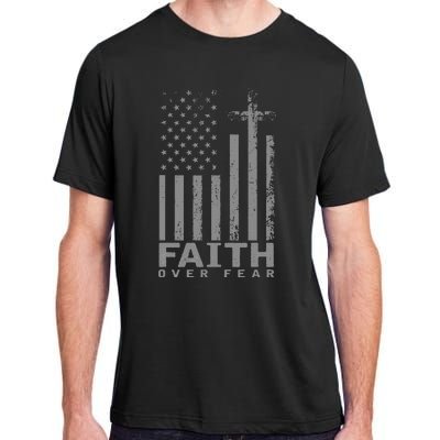 America Pride Us Flag Faith Over Fear Prayer Adult ChromaSoft Performance T-Shirt