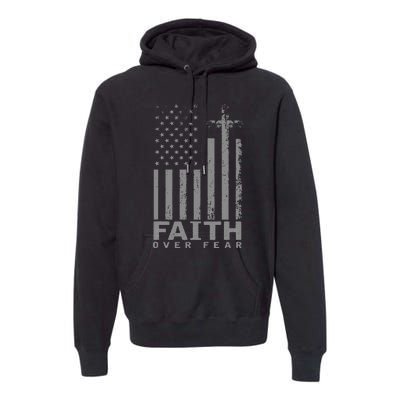 America Pride Us Flag Faith Over Fear Prayer Premium Hoodie