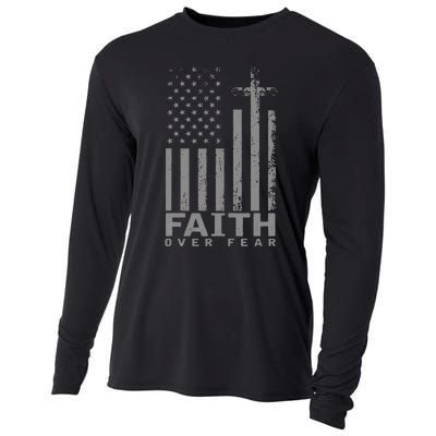 America Pride Us Flag Faith Over Fear Prayer Cooling Performance Long Sleeve Crew