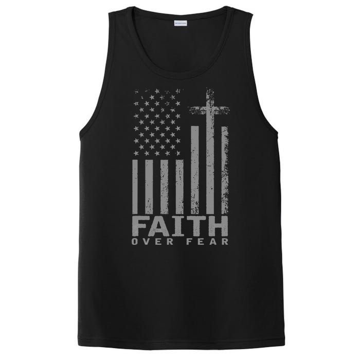 America Pride Us Flag Faith Over Fear Prayer PosiCharge Competitor Tank