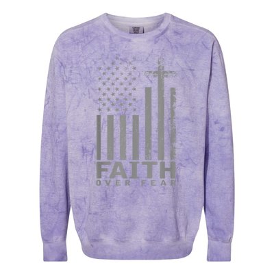 America Pride US Flag Faith Over Fear Prayer Colorblast Crewneck Sweatshirt