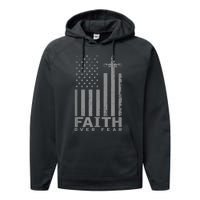 America Pride US Flag Faith Over Fear Prayer Performance Fleece Hoodie